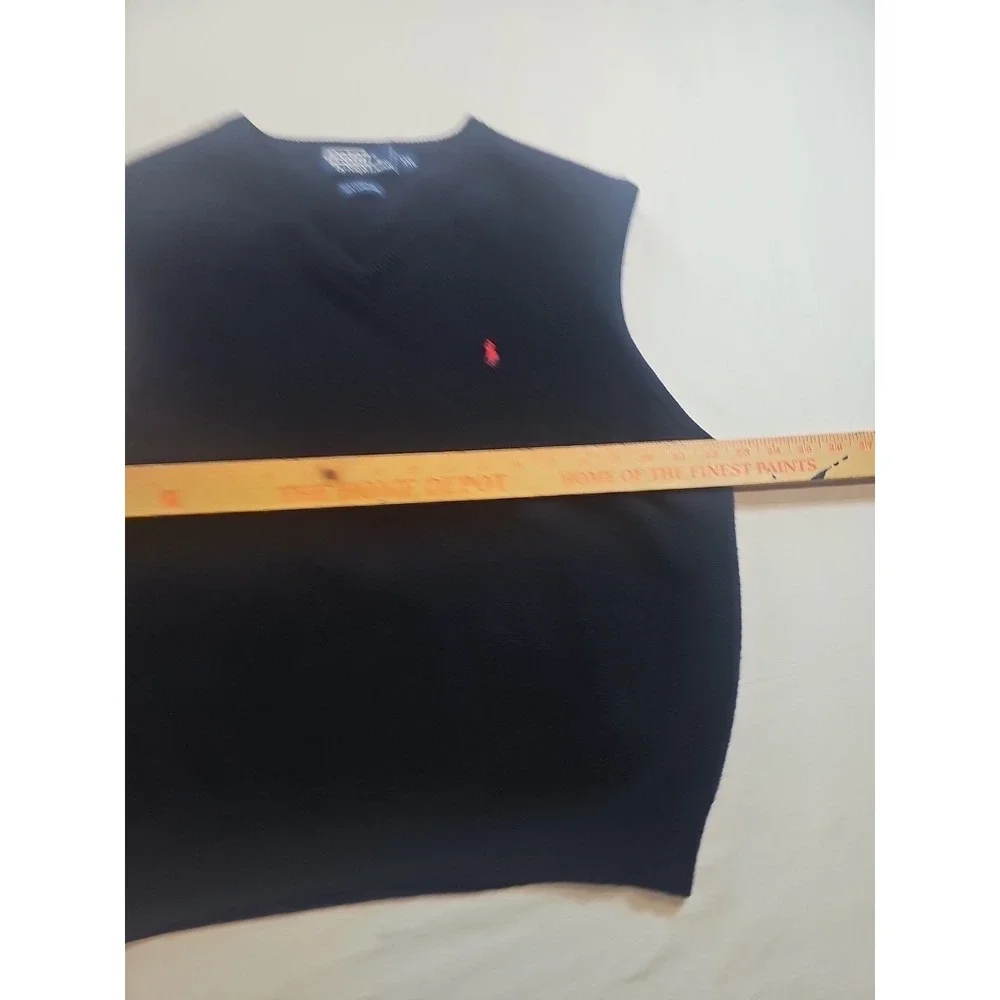 Polo Ralph Lauren Vest Mens XXL Blue Red Pony 100% Lambswool Sweater Vest